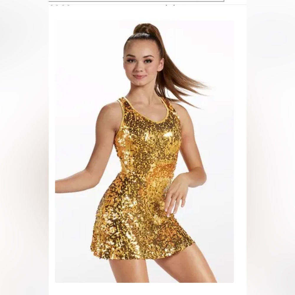 Gold Sequin Dress I size Child Large | Balera “Ultra Sparkle Tank-Style Dress”